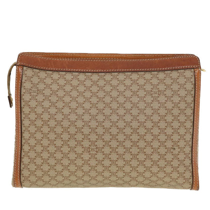 Luxury CELINE Macadam Canvas Clutch Bag PVC Leather Beige 41223