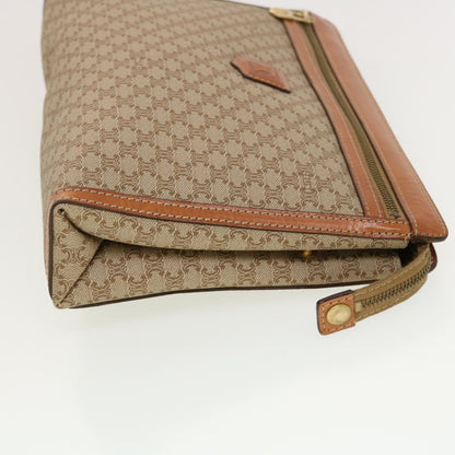Luxury CELINE Macadam Canvas Clutch Bag PVC Leather Beige 41223