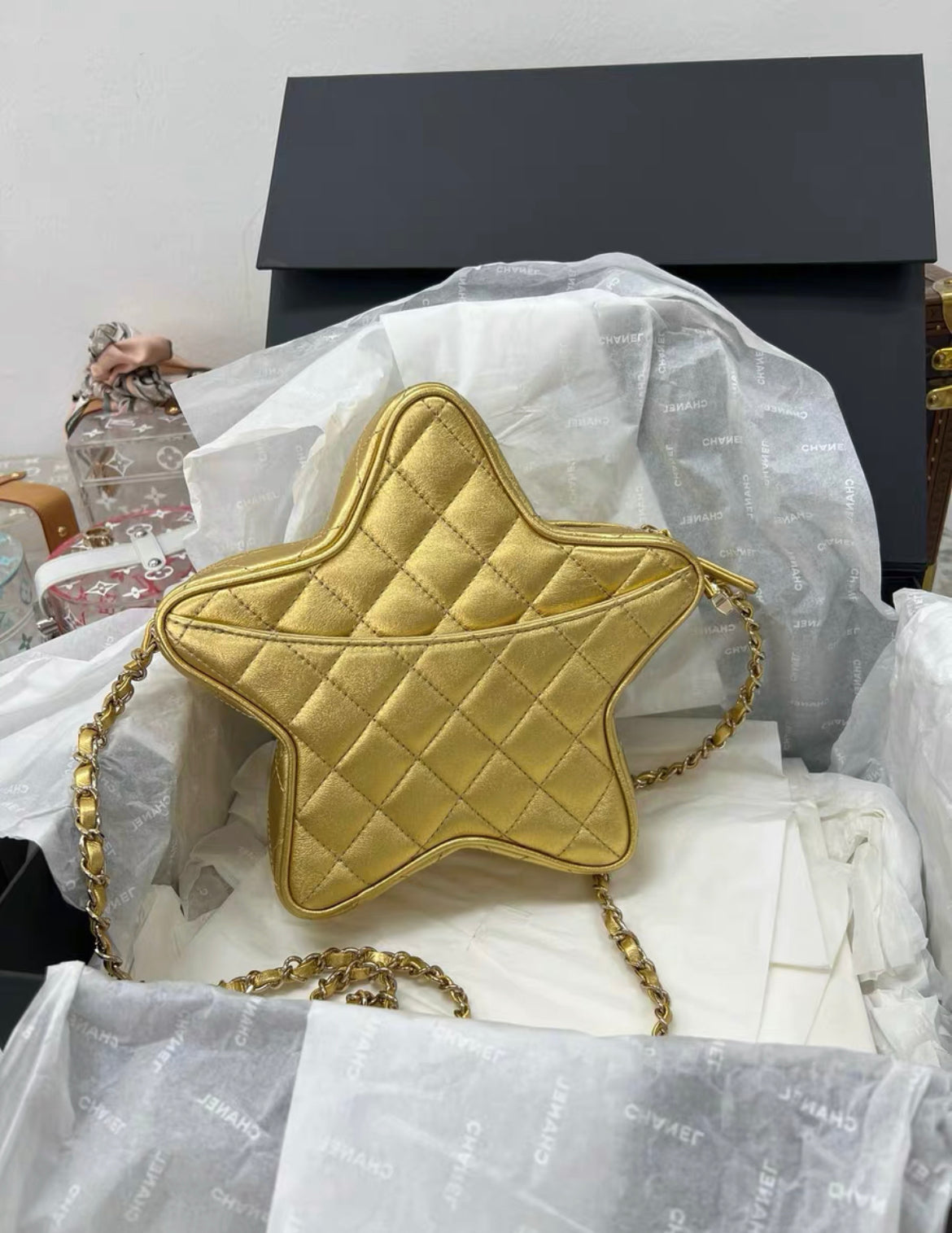 Chanel Luxury Lambskin Gold Handbag Style 4 Rovelle Bags