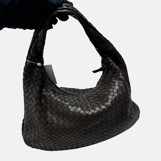 Bottega Veneta Intrecciato Hobo Bag Dark Chocolate Brown 2006 Lambskin leather Medium 40cm