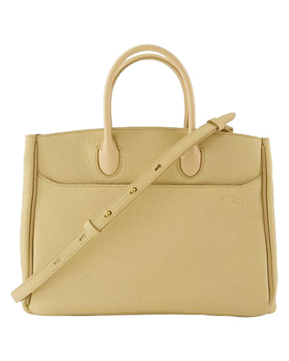 Burberry Pebbled Women Leather Beige Tote Bag