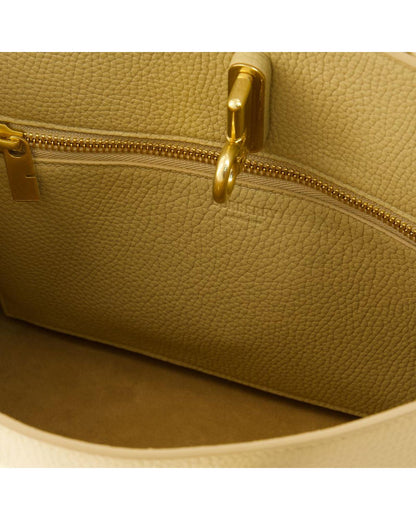 Burberry Pebbled Women Leather Beige Tote Bag