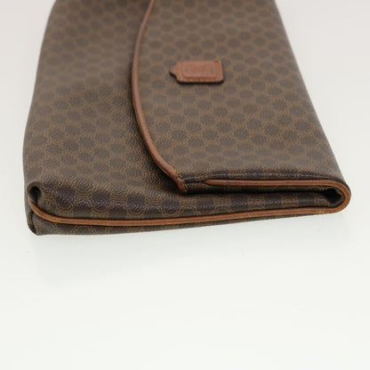 Luxury CELINE Macadam Canvas Clutch Bag PVC Leather Brown 42837