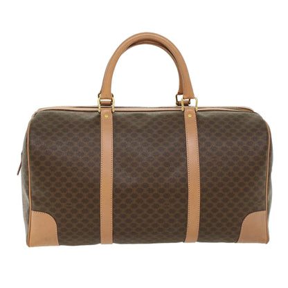 Luxury CELINE Macadam Canvas Boston Bag PVC Leather Brown 43232