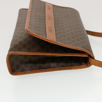 Luxury CELINE Macadam Canvas Shoulder Bag PVC Leather Brown 43566
