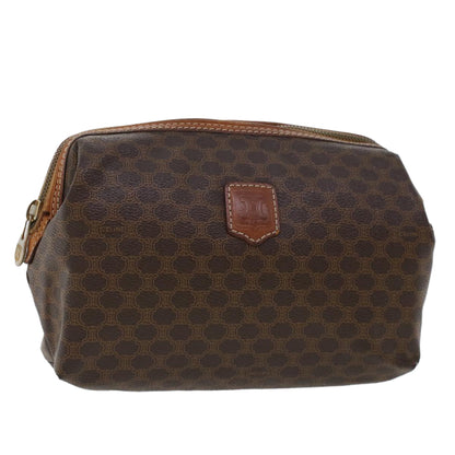 Luxury CELINE Macadam Canvas Pouch PVC Leather Brown 43800