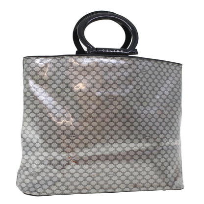 Luxury CELINE Macadam Canvas Hand Bag Enamel Silver 43874