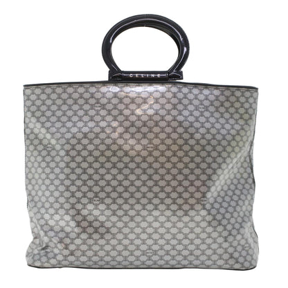Luxury CELINE Macadam Canvas Hand Bag Enamel Silver 43874