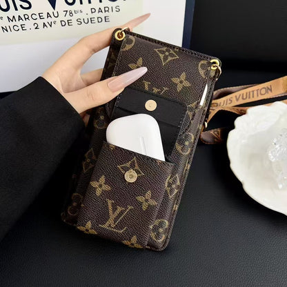 Universal Cosmetic-Style Wallet Phone Case (Fits Phones Under 6.9 Inches) with Bluetooth Earbud Pouch