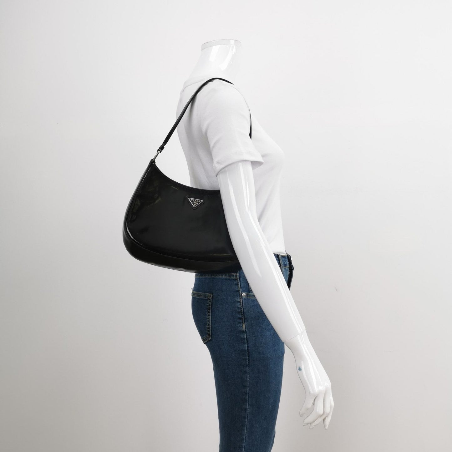 Prada Cleo Black Smooth Leather Shoulder Bag Rovelle Bags