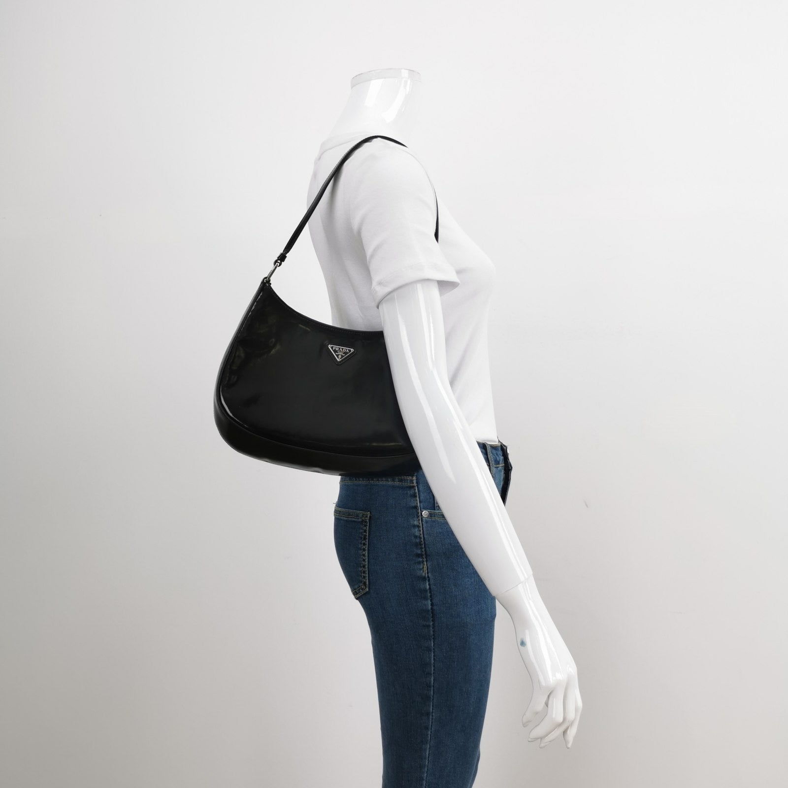 Prada Cleo Black Smooth Leather Shoulder Bag Rovelle Bags