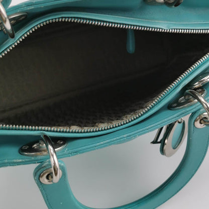 Lady Dior Large Bag Teal Blue Lambskin Cannage Leather Rovelle Bags