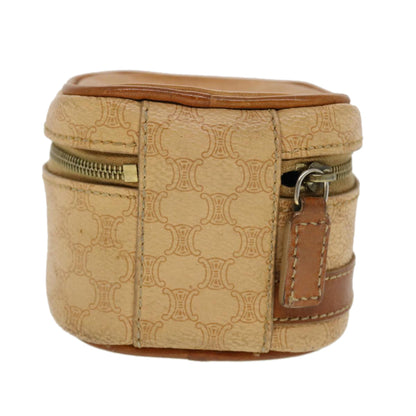 Luxury CELINE Macadam Canvas Pouch PVC Leather Beige 44512