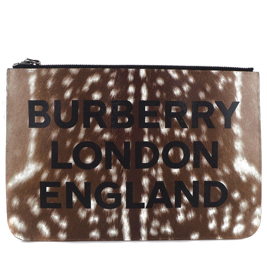 Burberry Brand Leather Brown Clutch Bag Style 4