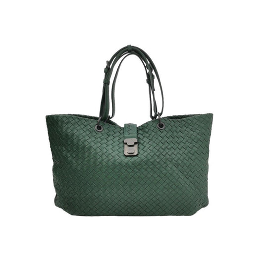 Bottega Veneta Roma Tote Intrecciato Lambskin Leather Dark Green 40cm
