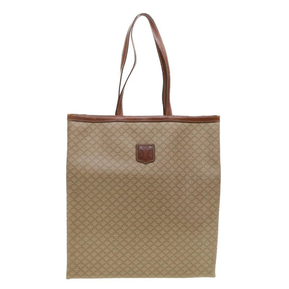 Luxury CELINE Macadam Canvas Shoulder Bag PVC Leather Beige 45023