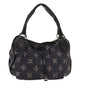 Luxury CELINE Paris Macadam Canvas Shoulder Bag Navy 45885