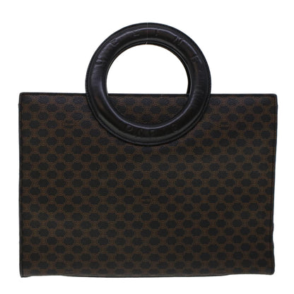 Luxury CELINE Macadam Canvas Hand Bag PVC Leather Black 45906