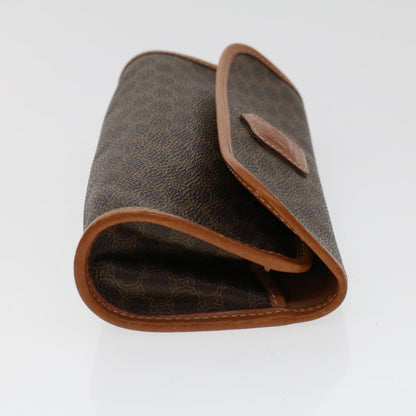 Luxury CELINE Macadam Canvas Pouch PVC Leather Brown 45910