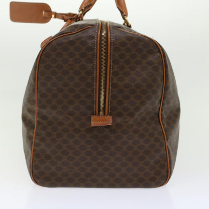 Luxury CELINE Macadam Canvas Boston Bag PVC Leather Brown 45969