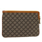 Luxury CELINE Paris Macadam Clutch Bag Canvas Leather Beige Brown 45981