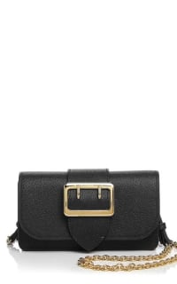 Burberry Grained Mini Leather Black Wallet On Chain
