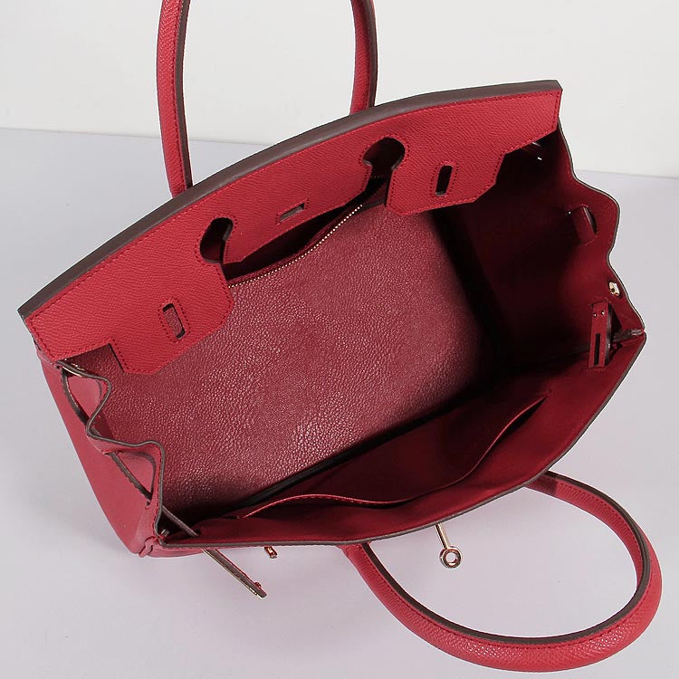 Luxury Hermes 30Cm Birkin Bag Epsom Leather With Strap Red Gold