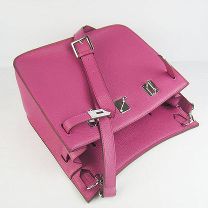 Luxury Hermes Leather Shoulder Bag Peach Silver