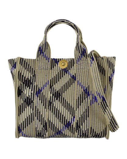 Burberry Knitted Geometric White Tote Bag