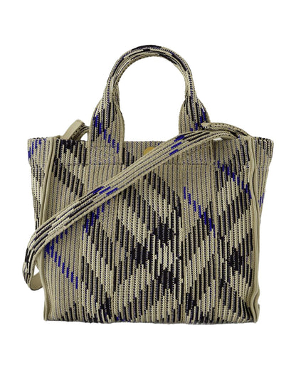 Burberry Knitted Geometric White Tote Bag