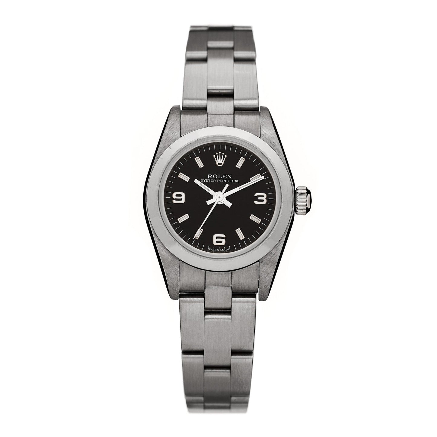 Stainless Steel 24mm Oyster Perpetual Watch Black 76080