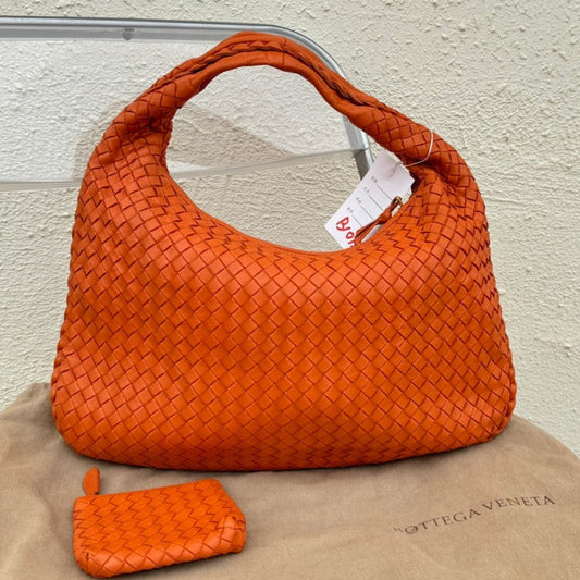 Bottega Veneta Veneta Hobo Medium 40cm Lambskin Leather Orange
