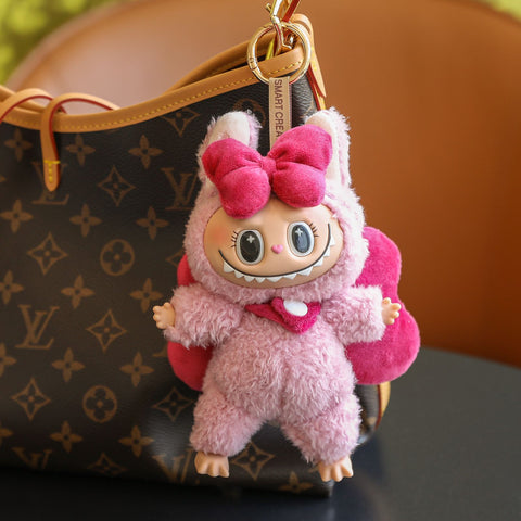(Baby + clothes) Sitting party baby clothes plush vinyl face doll bag pendant girl gift