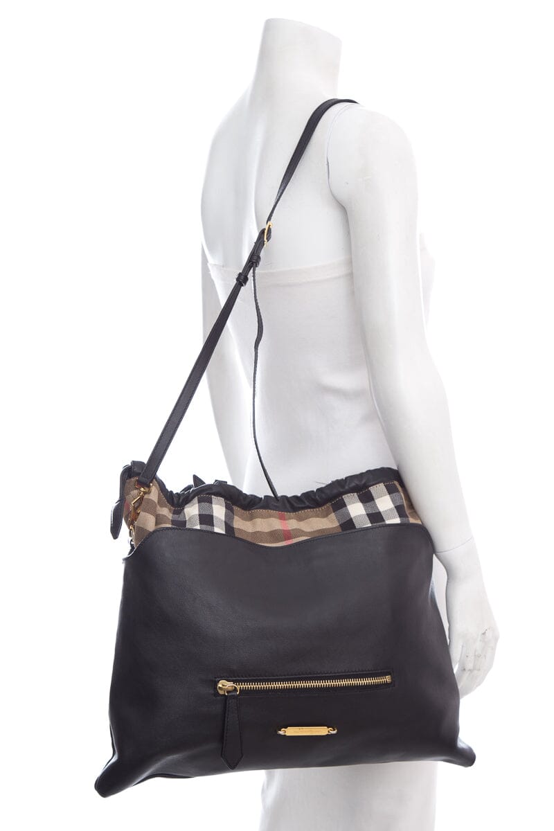 Burberry Big Crush Leather Black Tote Bag