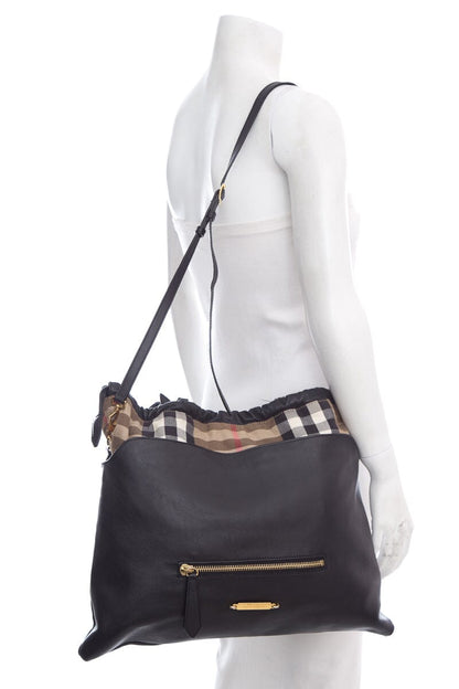 Burberry Big Crush Leather Black Tote Bag