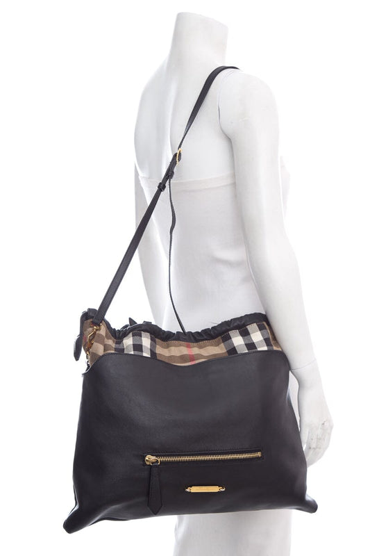 Burberry Big Crush Leather Black Tote Bag