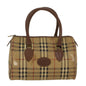 Luxury BurberrySs Nova Check Hand Bag PVC Leather Beige Brown Auth 48027