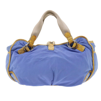 Luxury CELINE Boston Bag Nylon Blue Brown 48042