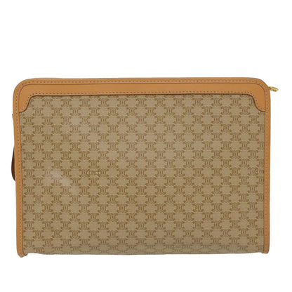 Luxury CELINE Macadam Canvas Clutch Bag PVC Leather Beige 48156