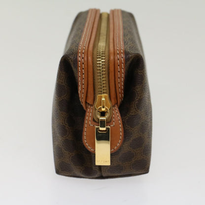 Luxury CELINE Macadam Canvas Pouch PVC Leather Brown 48181