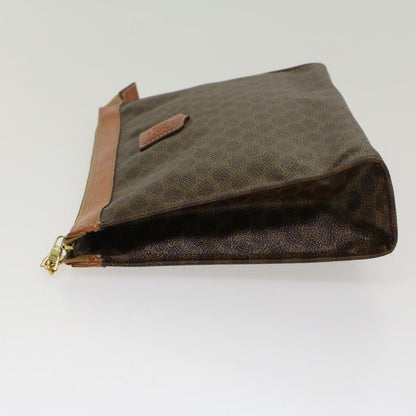 Luxury CELINE Macadam Canvas Clutch Bag PVC Leather Brown 48205