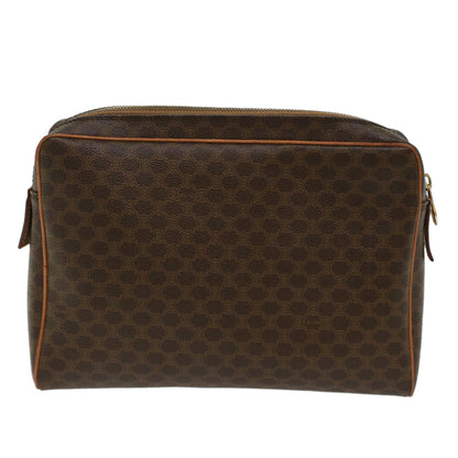 Luxury CELINE Macadam Canvas Clutch Bag PVC Leather Brown 48215