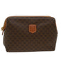 Luxury CELINE Macadam Canvas Pouch PVC Leather Brown 48216