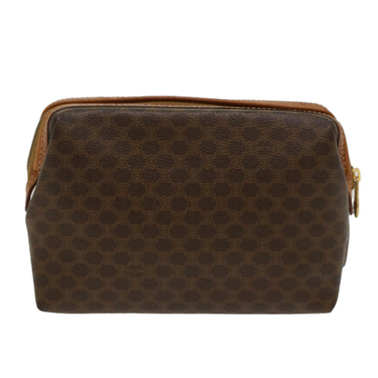 Luxury CELINE Macadam Canvas Pouch PVC Leather Brown 48216