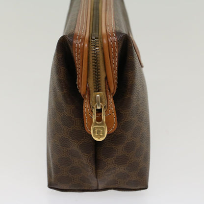 Luxury CELINE Macadam Canvas Pouch PVC Leather Brown 48216