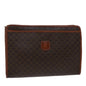 Luxury CELINE Macadam Canvas Clutch Bag PVC Leather Brown 48331