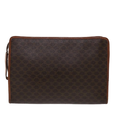 Luxury CELINE Macadam Canvas Clutch Bag PVC Leather Brown 48331