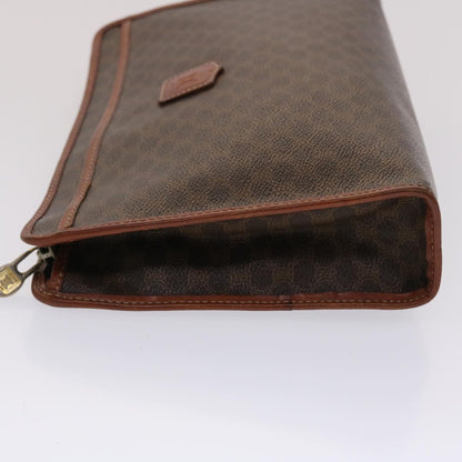 Luxury CELINE Macadam Canvas Clutch Bag PVC Leather Brown 48331
