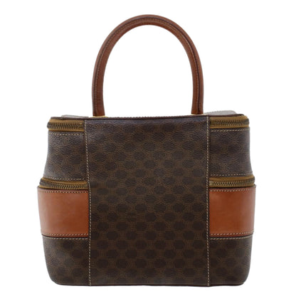Luxury CELINE Macadam Canvas Vany Cosmetic Pouch PVC Leather Brown 48621