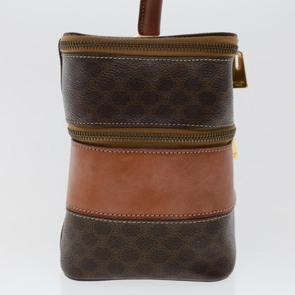 Luxury CELINE Macadam Canvas Vany Cosmetic Pouch PVC Leather Brown 48621